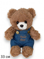 МИШКА В ДЖИНСОВОМ КОМБИНЕЗОНЕ СРЕД, 33 СМ купить оптом и в розницу МИШКА В ДЖИНСОВОМ КОМБИНЕЗОНЕ СРЕД, 33 СМ купить оптом и в розницу на базе игрушек